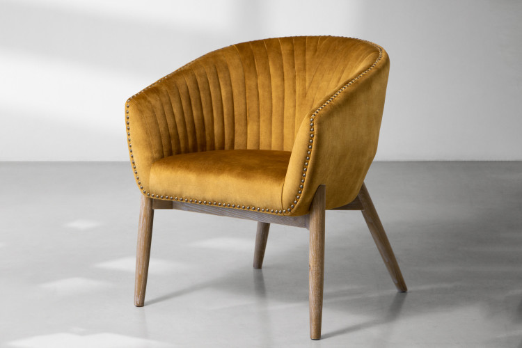 Lennon Velvet Dining Chair - Mustard