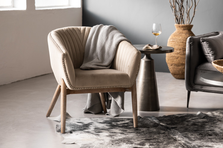 Lennon Velvet Dining Chair - Vanilla