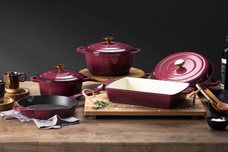 Nouvelle Cast Iron 8 Piece Cookware Set - Plum Cookware - 1