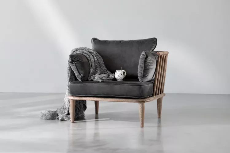 Vesta Velvet Armchair - Charcoal Armchairs - 1