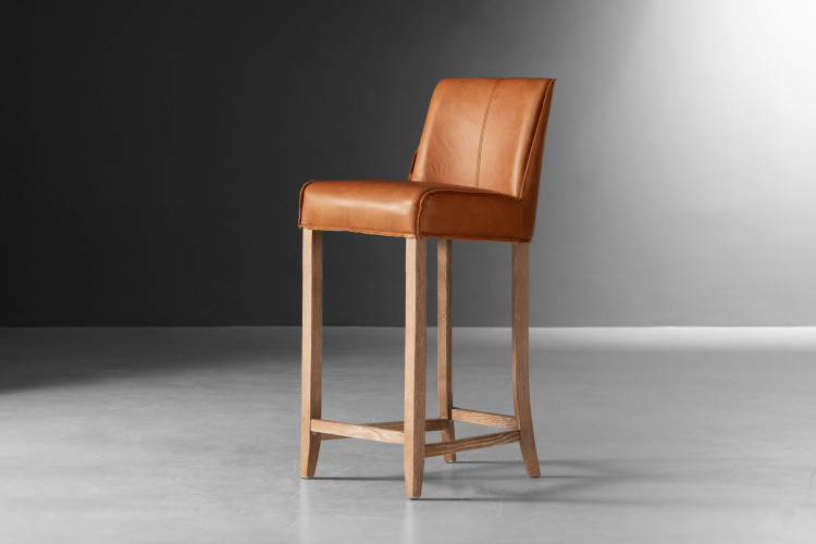 Holden Leather Bar Stool - Aged Tan Bar & Counter Stools - 1