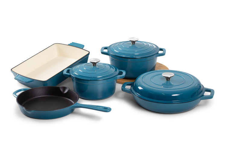 Nouvelle Cast Iron 8 Piece Cookware Set - Caribbean Blue Cookware - 1