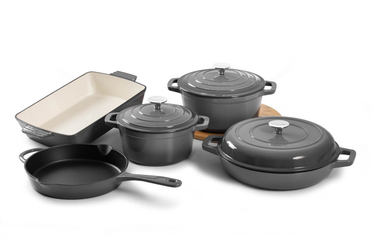 Nouvelle Cast Iron 8 Piece Cookware Set - Grey Cookware - 1