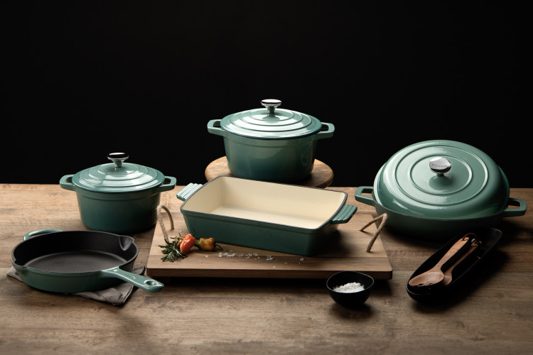 Nouvelle Cast Iron 8 Piece Cookware Set - Misty Teal Cookware - 1