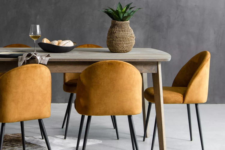 Eliana Velvet Dining Chair - Aged Mustard