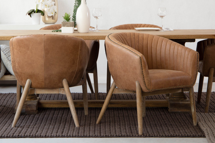 Lennon Leather Dining Chair - Tan -