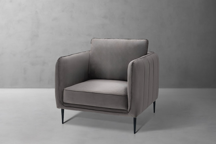 Emeline Velvet Armchair - Velvet Dark Grey Armchairs - 1